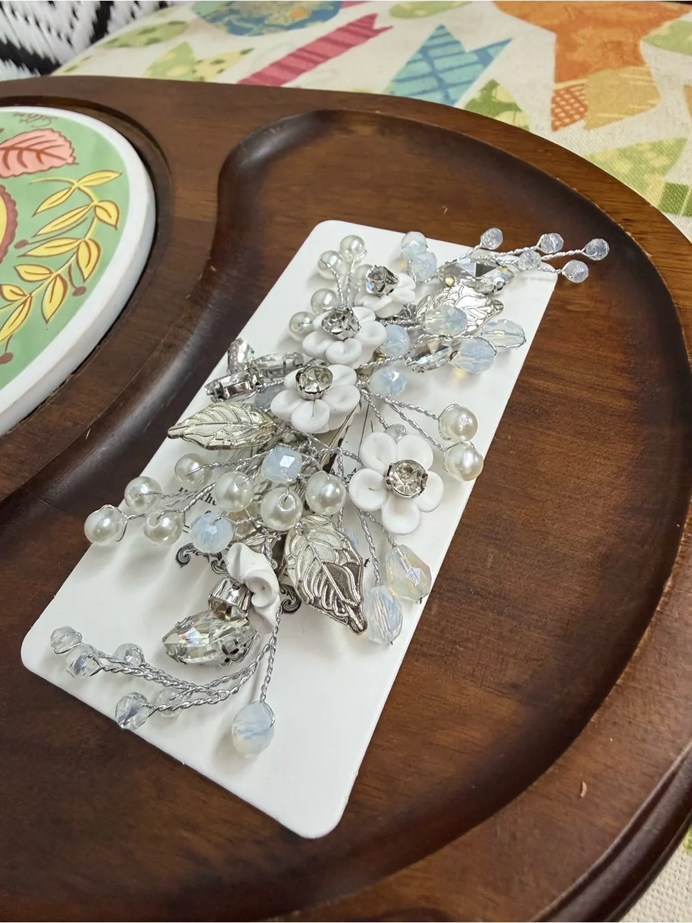 Bridal Pearl & Crystal Floral Hairpiece Formal + Prom New!